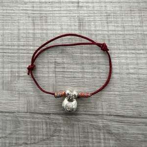 Handmade Fu Character Silver Lock Charm Red String Bracelet